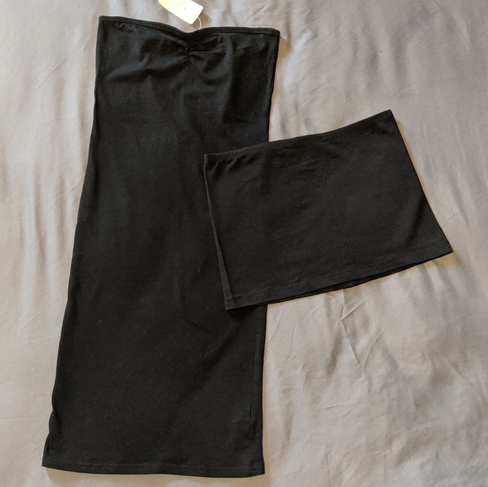 NWT Lot 2 items Forever 21 S dress and mini skirt black layer